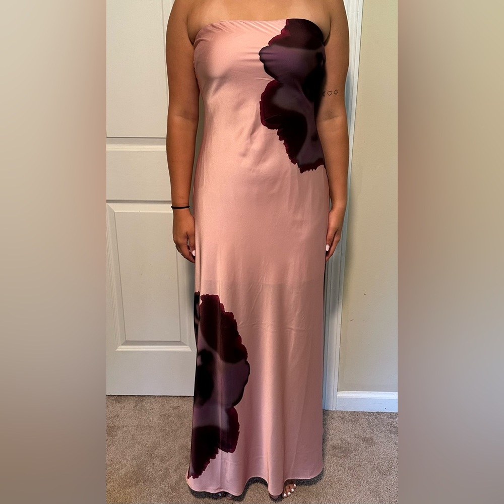 Hutch Strapless Column Satin Maxi Dress